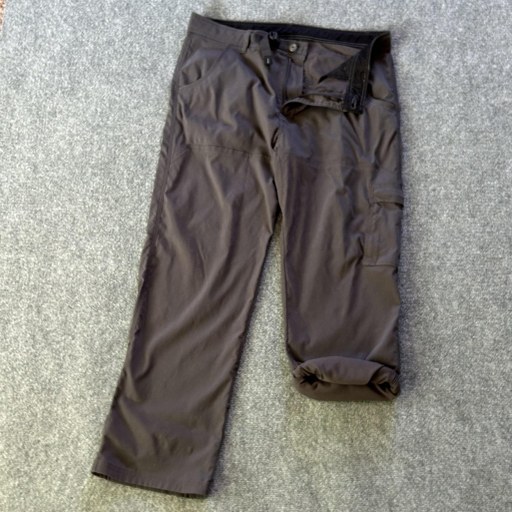 PrAna Pants Mens Large 36x30 Zion Grey Hiking Adjustable Waist Stretch Outdoor